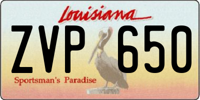 LA license plate ZVP650
