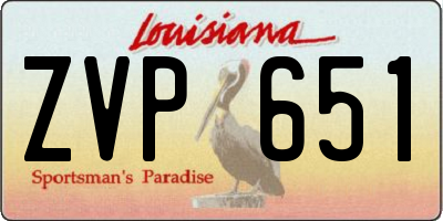 LA license plate ZVP651