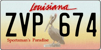 LA license plate ZVP674