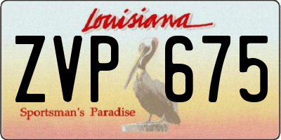 LA license plate ZVP675