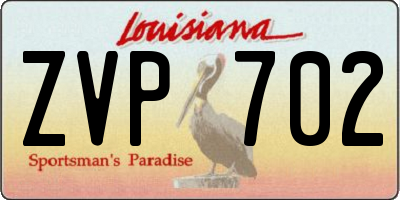LA license plate ZVP702