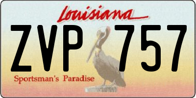 LA license plate ZVP757