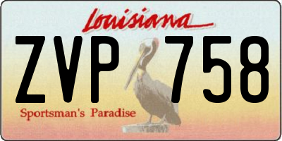 LA license plate ZVP758