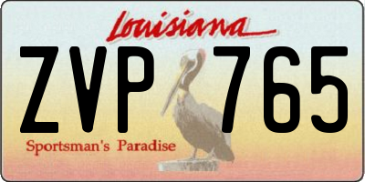 LA license plate ZVP765