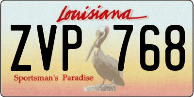 LA license plate ZVP768
