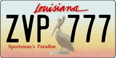 LA license plate ZVP777