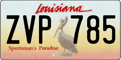 LA license plate ZVP785