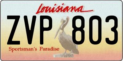 LA license plate ZVP803