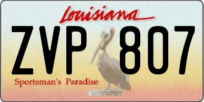 LA license plate ZVP807