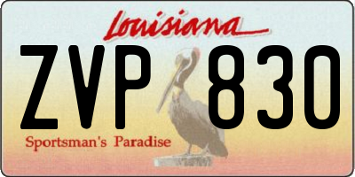 LA license plate ZVP830