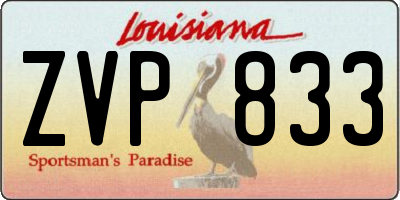LA license plate ZVP833