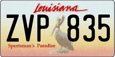 LA license plate ZVP835