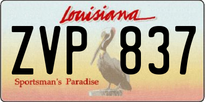 LA license plate ZVP837