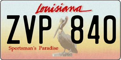 LA license plate ZVP840