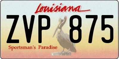 LA license plate ZVP875