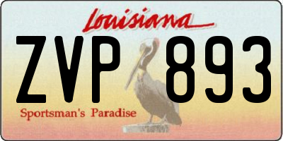 LA license plate ZVP893