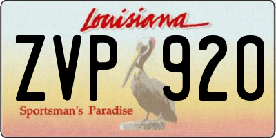 LA license plate ZVP920