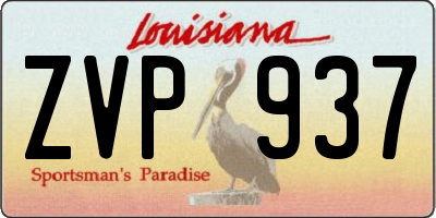 LA license plate ZVP937