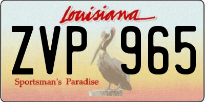 LA license plate ZVP965