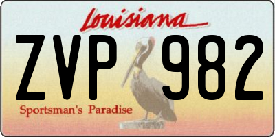 LA license plate ZVP982