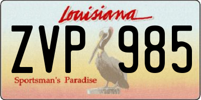 LA license plate ZVP985