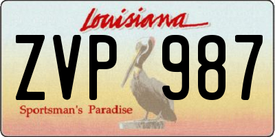 LA license plate ZVP987