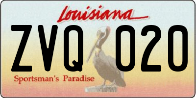 LA license plate ZVQ020