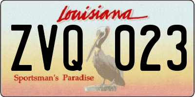 LA license plate ZVQ023
