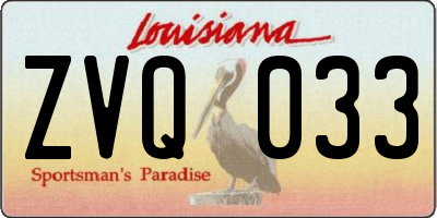 LA license plate ZVQ033