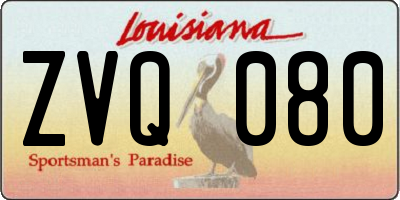 LA license plate ZVQ080