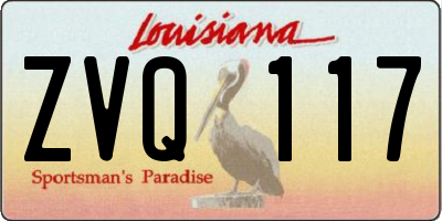 LA license plate ZVQ117