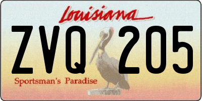 LA license plate ZVQ205