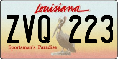 LA license plate ZVQ223