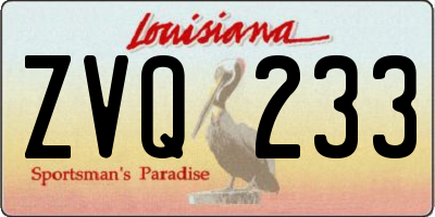 LA license plate ZVQ233