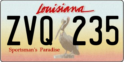 LA license plate ZVQ235