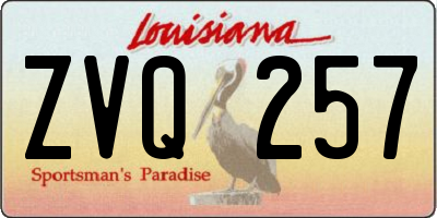 LA license plate ZVQ257