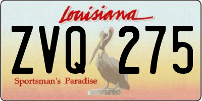 LA license plate ZVQ275