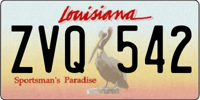 LA license plate ZVQ542