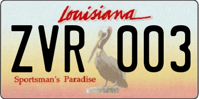 LA license plate ZVR003