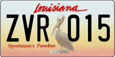 LA license plate ZVR015