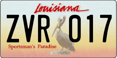 LA license plate ZVR017