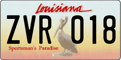 LA license plate ZVR018