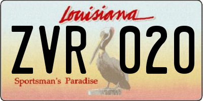 LA license plate ZVR020