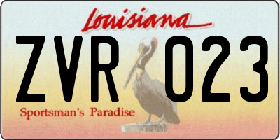 LA license plate ZVR023