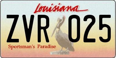 LA license plate ZVR025