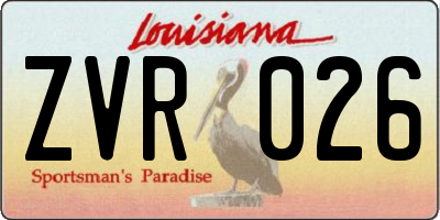 LA license plate ZVR026