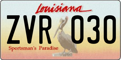 LA license plate ZVR030