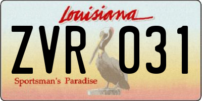 LA license plate ZVR031