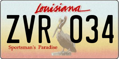 LA license plate ZVR034