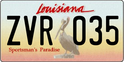 LA license plate ZVR035